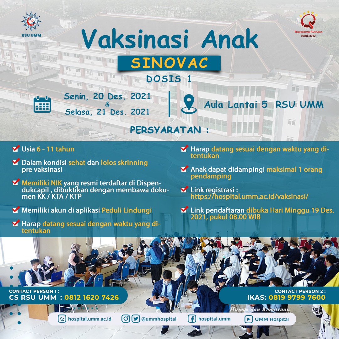 VAKSINASI ANAK 6-11 TAHUN RSU UNIVERSITAS MUHAMMADIYAH MALANG 